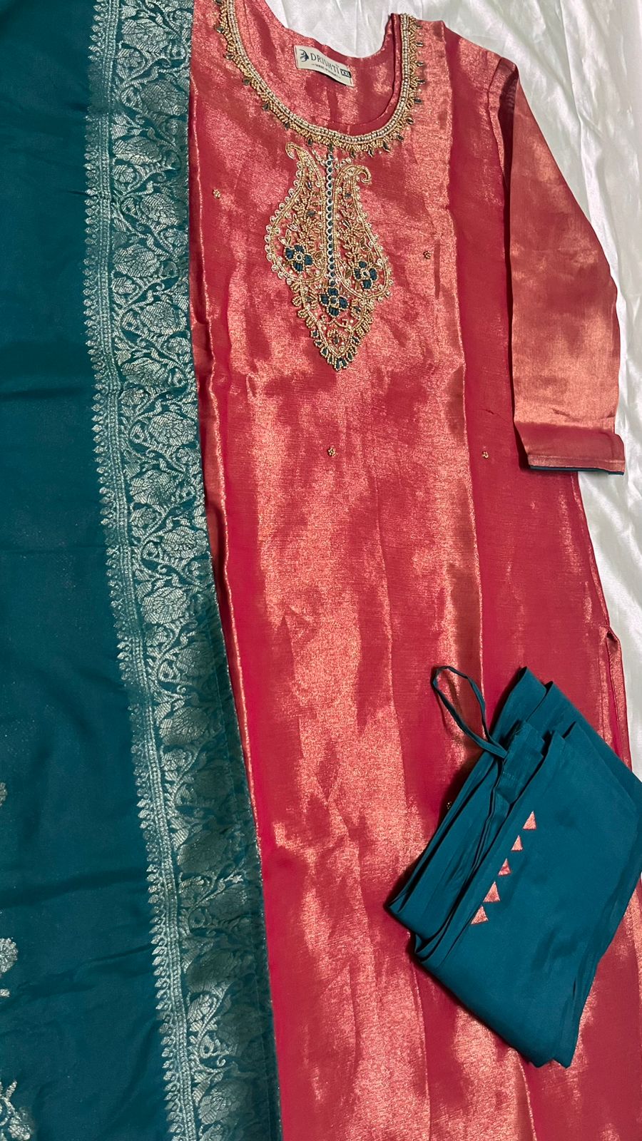 Tissue silk kurta set